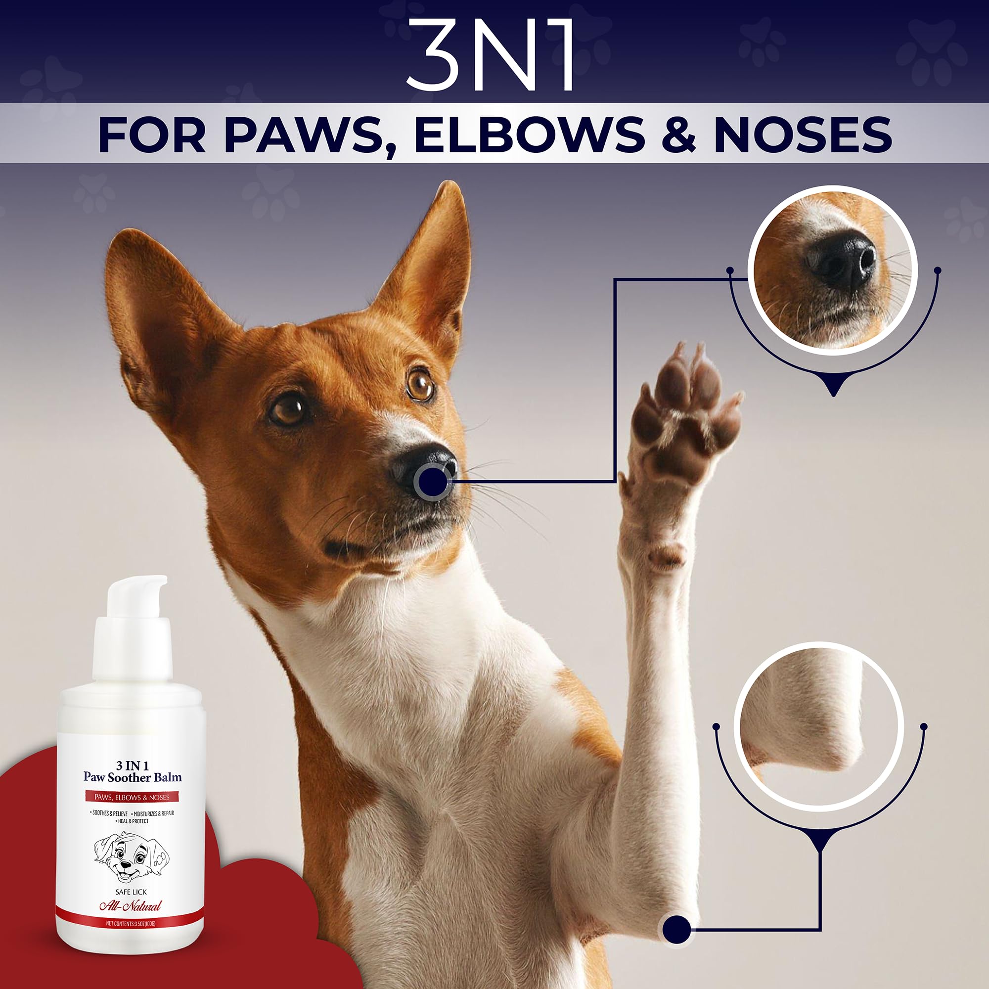 Pumbler Dog Paw Pad Balm - 3-In-1 Lick Safe Soother & Moisturizer& Lotion For Dog Paws Nose, Elbow, Snout - Natural, Quick-Dryin